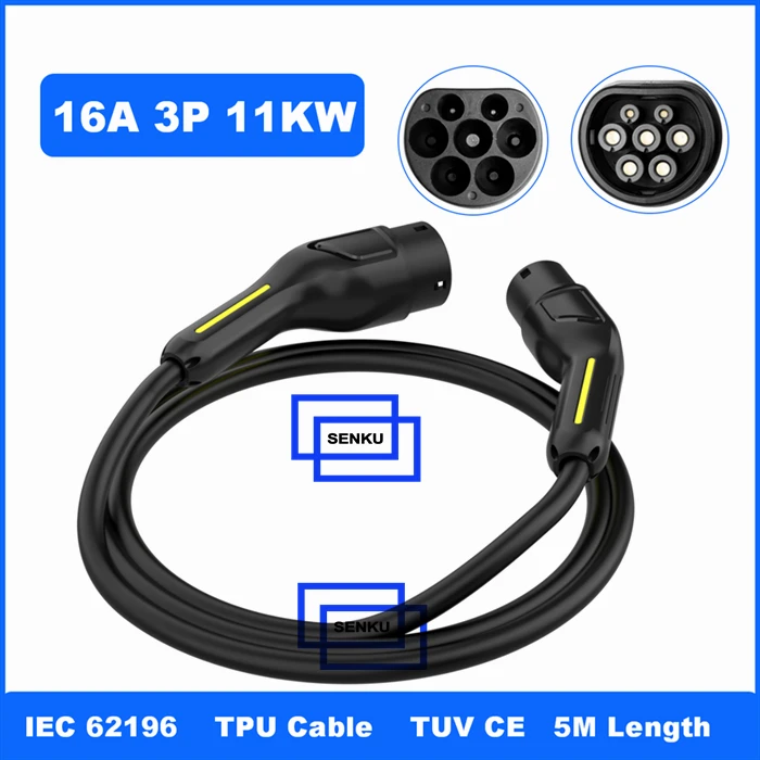 11KW Type 2 To Type 2 Ev Charging Cable